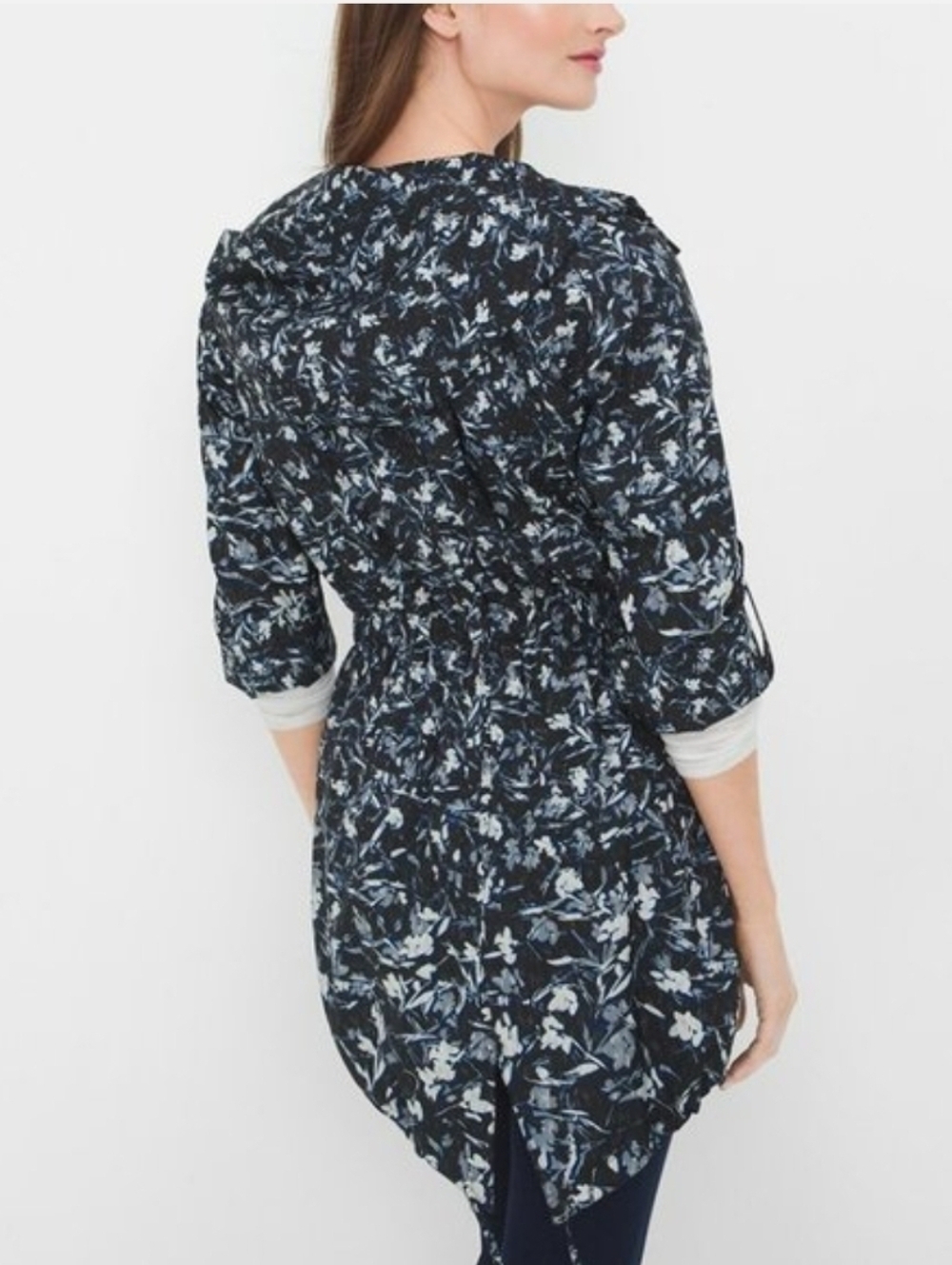 WHBM, Floral Black Women's Jacket With A Hood